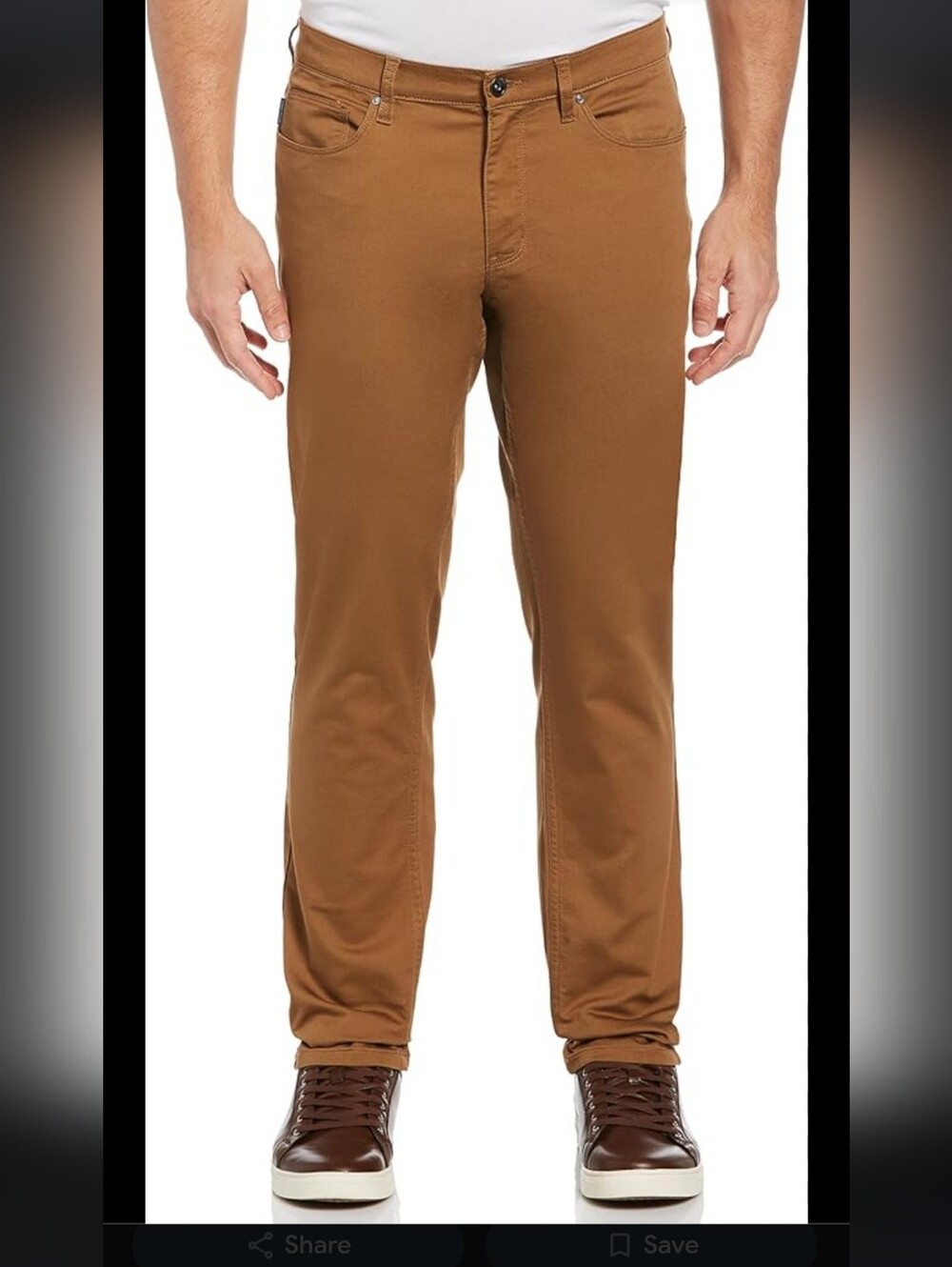 Perry Ellis Preppy Business Casual Slim Fit 5-Pocket Stretch Pant Tan Size 40x30